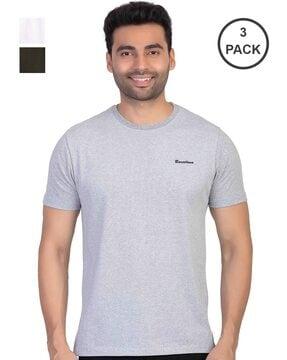 pack of 3 brand print crew-neck t-shirts