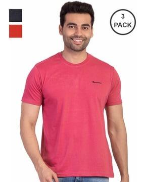 pack of 3 brand print crew-neck t-shirts