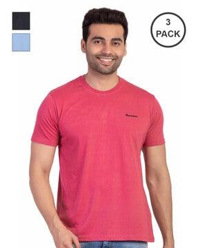 pack of 3 brand print crew-neck t-shirts