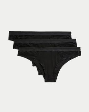 pack of 3 brazilian briefs with lace accent