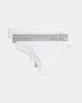 pack of 3 brazilian briefs with lace accent