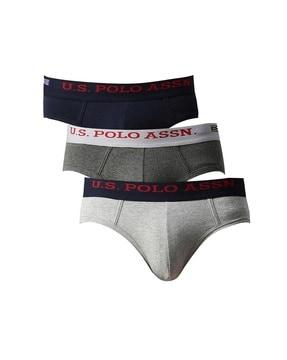 pack of 3 briefs with brand print waistband