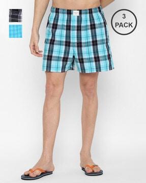 pack of 3 checked boxers with elasticated waist