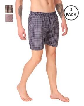 pack of 3 checked boxers with elasticated waist