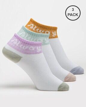 pack of 3 colourblock ankle-length socks