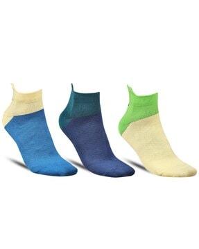 pack of 3 colourblock ankle-length socks