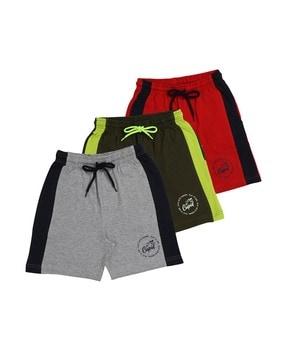 pack of 3 colourblock flat front shorts