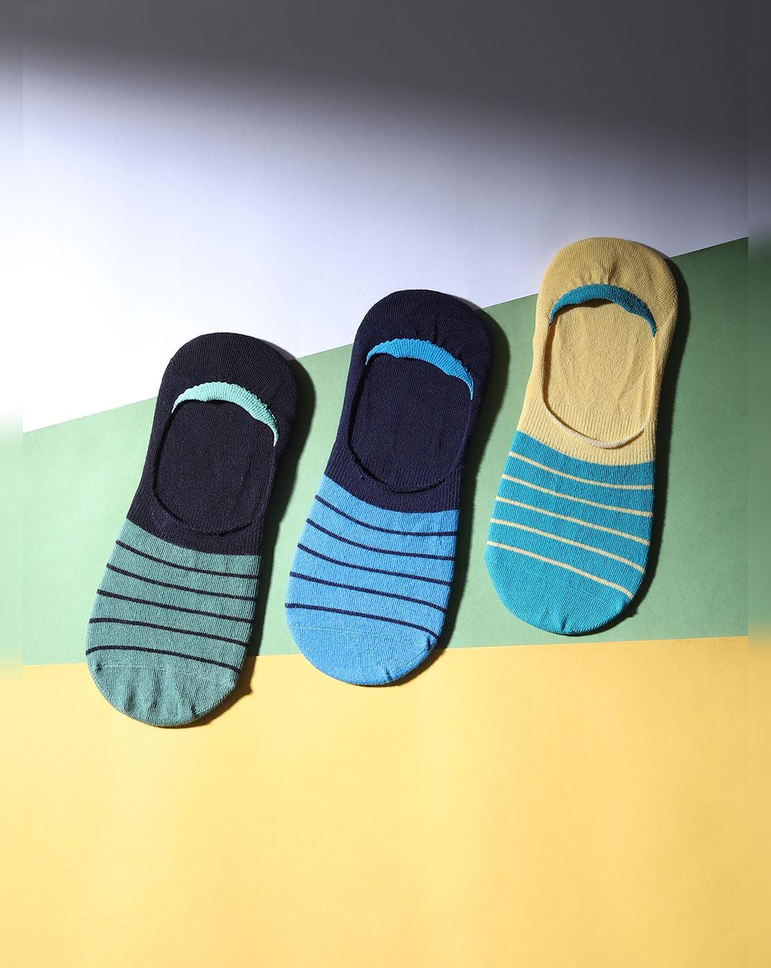 pack of 3 colourblocked no-show socks