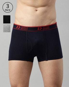 pack of 3 cotton trunks with brand waistband