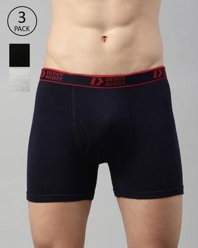 pack of 3 cotton trunks with brand waistband