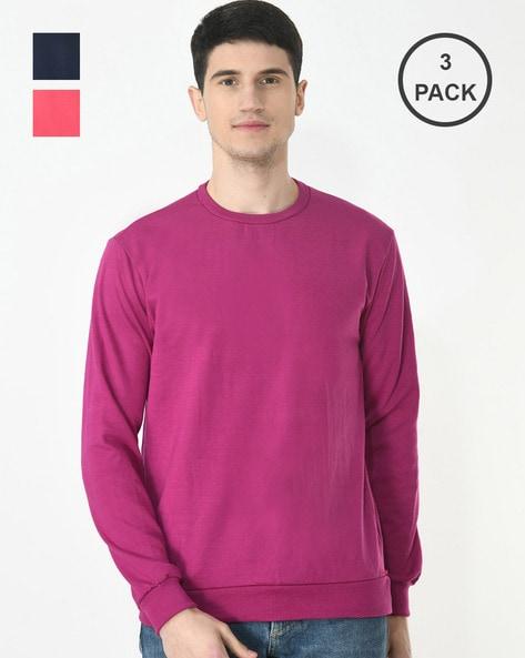 pack of 3 crew-neck solid sweatshirt