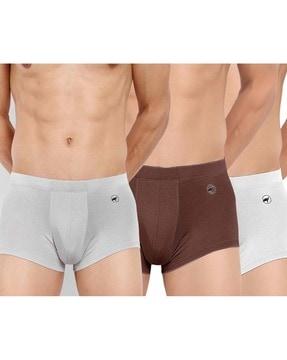 pack of 3 elasticated waist trunks with double stitched hem
