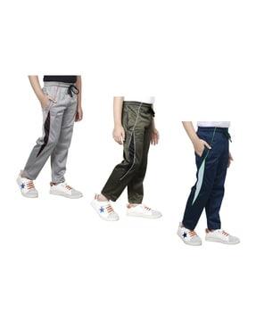 pack of 3 fitted track pants with elasticated waist