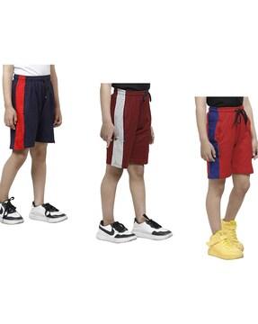 pack of 3 flat-front bermudas with drawstrings