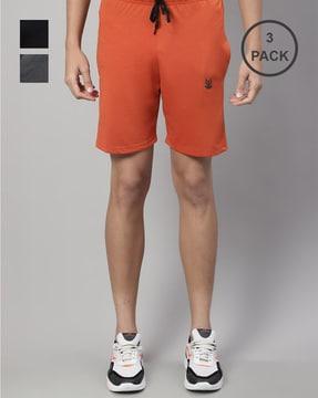 pack of 3 flat-front shorts with drawstring waist