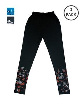 pack of 3 floral print basic leggings