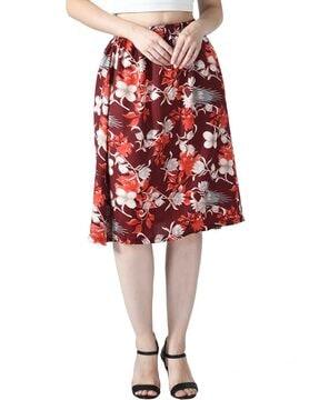 pack of 3 floral print flared skirt with elasticated waist