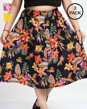 pack of 3 floral print flared skirts