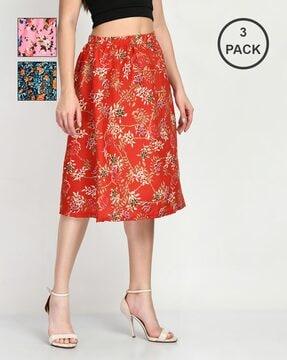 pack of 3 floral print flared skirts