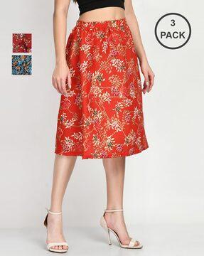 pack of 3 floral print flared skirts