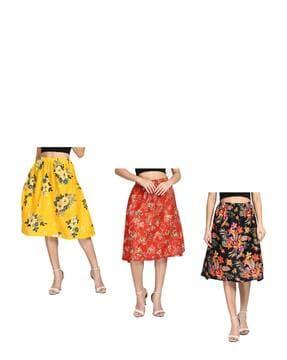 pack of 3 floral print flared skirts