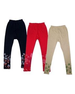 pack of 3 floral print leggings with elasticated waist