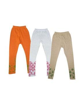 pack of 3 floral print leggings with elasticated waist