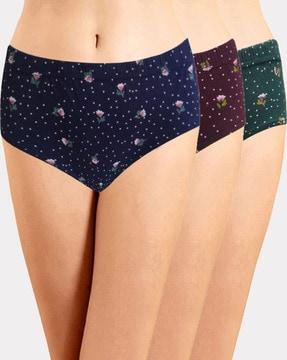 pack of 3 floral print panties with elasticated waist