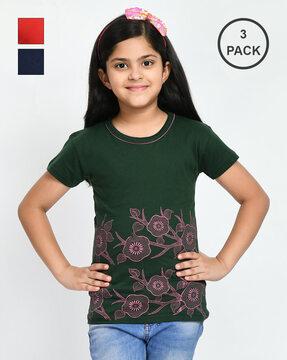pack of 3 floral print round-neck t-shirts