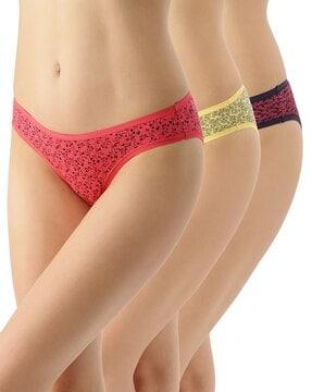 pack of 3 floral print seamless bikini briefs