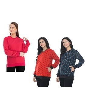 pack of 3 floral print sweatshirts