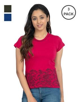 pack of 3 floral print t-shirts