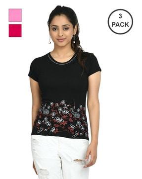 pack of 3 floral print t-shirts