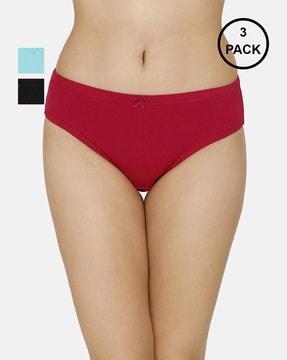 pack of 3 full coverage mid-rise inner elastic bikini panties - ppk33005