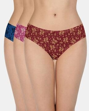 pack of 3 full coverage mid-rise inner elastic bikini panties - ppk33105