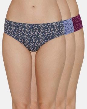 pack of 3 full coverage mid-rise inner elastic bikini panties - ppk33105