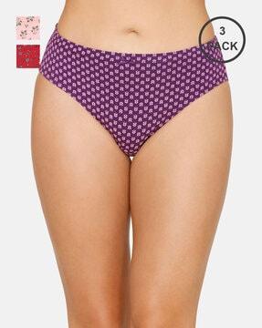 pack of 3 full coverage mid-rise inner elastic bikini panties - ppk33105