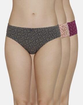 pack of 3 full coverage mid-rise inner elastic bikini panties - ppk33105