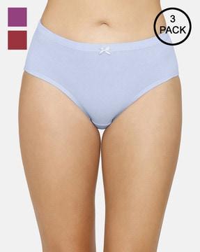 pack of 3 full coverage mid-rise inner elastic hipster panties - ppk43005