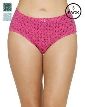 pack of 3 full coverage mid-rise inner elastic hipster panties - ppk43105