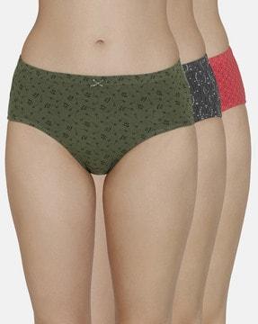 pack of 3 full coverage mid-rise inner elastic hipster panties - ppk43105