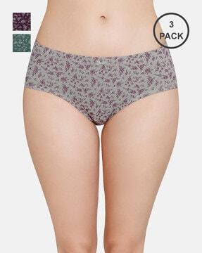 pack of 3 full coverage mid-rise inner elastic hipster panties - ppk43105