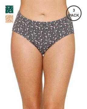 pack of 3 full coverage mid-rise inner elastic hipster panties - ppk43105