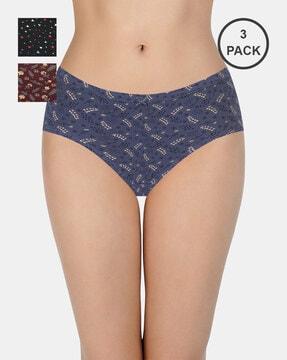 pack of 3 full coverage mid-rise inner elastic hipster panties - ppk43105