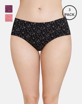 pack of 3 full coverage mid-rise inner elastic hipster panties - ppk43105