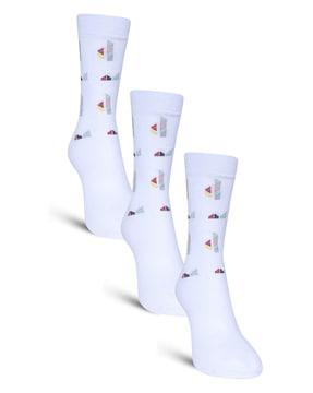 pack of 3 geometric mid-calf length socks