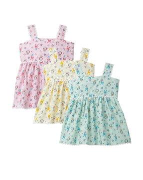 pack of 3 graphic print a-line dresses