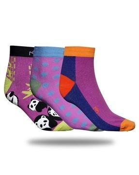 pack of 3 graphic print ankle-length socks