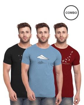 pack of 3 graphic print crew-neck t-shirt