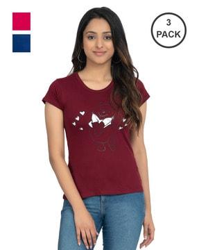 pack of 3 graphic print crew-neck t-shirts